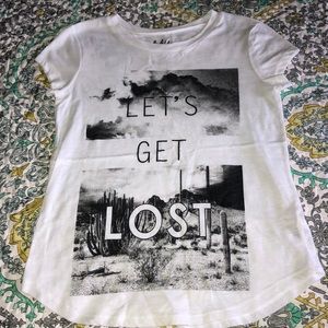 NWOT White “Let’s Get Lost” Tee
